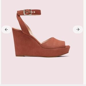 Kate Spade Key Lime Suede Wedge Sandals In Tawny